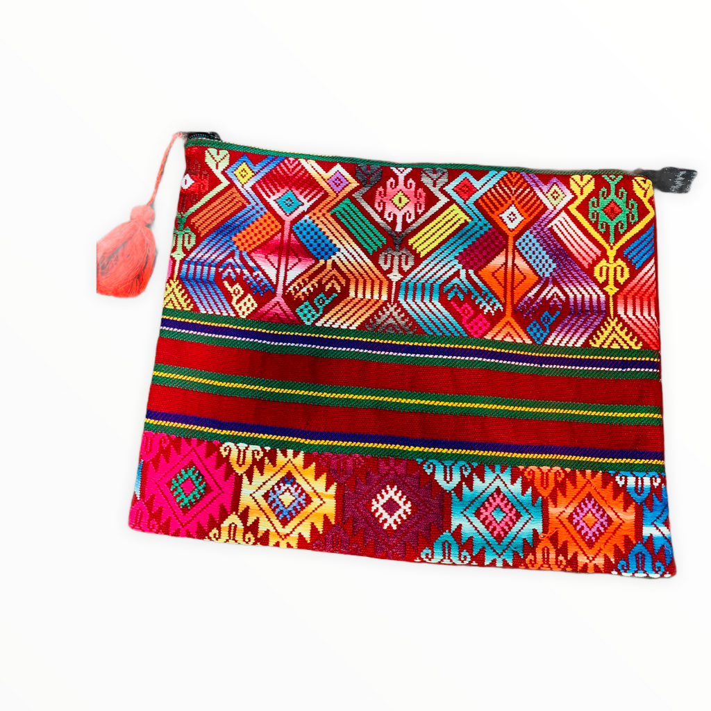 Red Chile Verde Huipil Clutch
